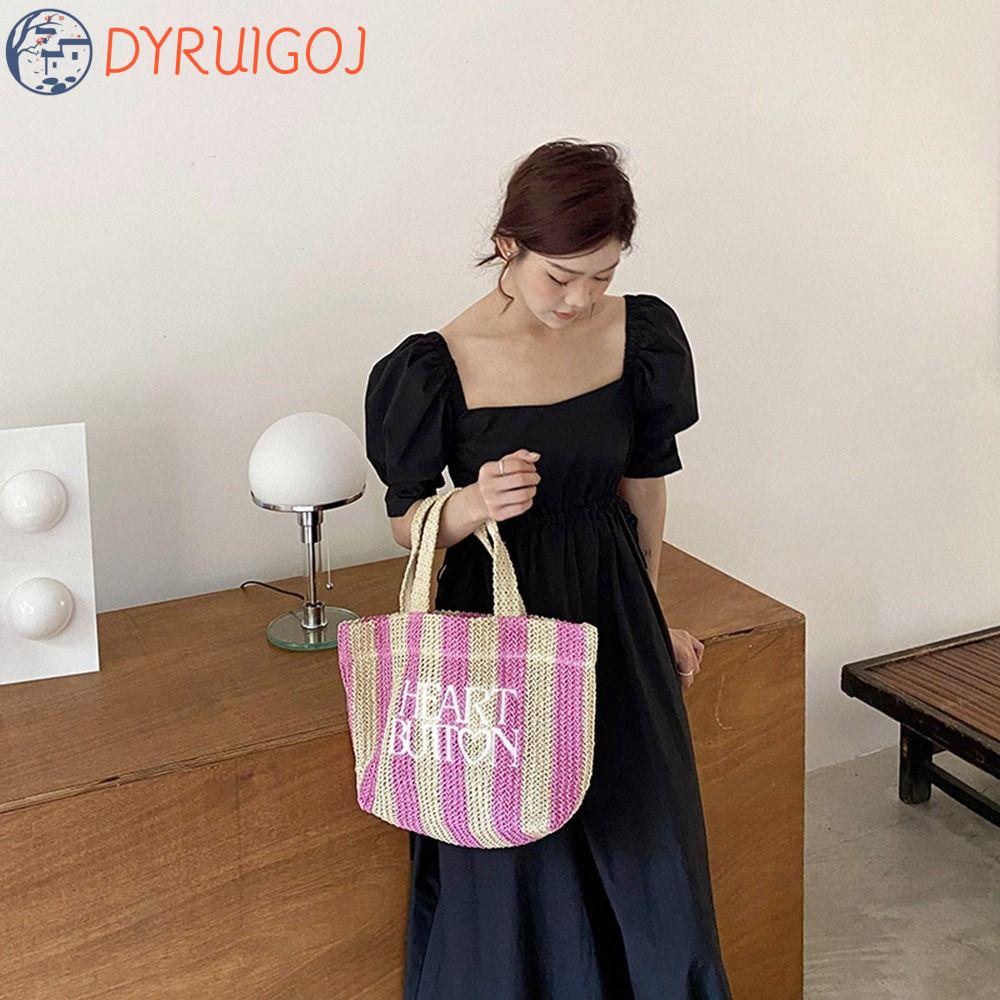 Túi Xách Đan Lát Sức Chứa Lớn In Chữ DYRUIDOJ Dễ Thương Phong Cách Bohemian Thời Trang Mùa Hè Cho Nữ