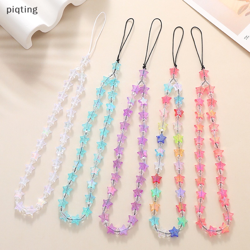 Piqt Dây Đeo Điện Thoại Chuỗi Hạt Ngôi Sao Năm Cánh Mạ Màu Chống Rơi Chống Thất Lạc EN