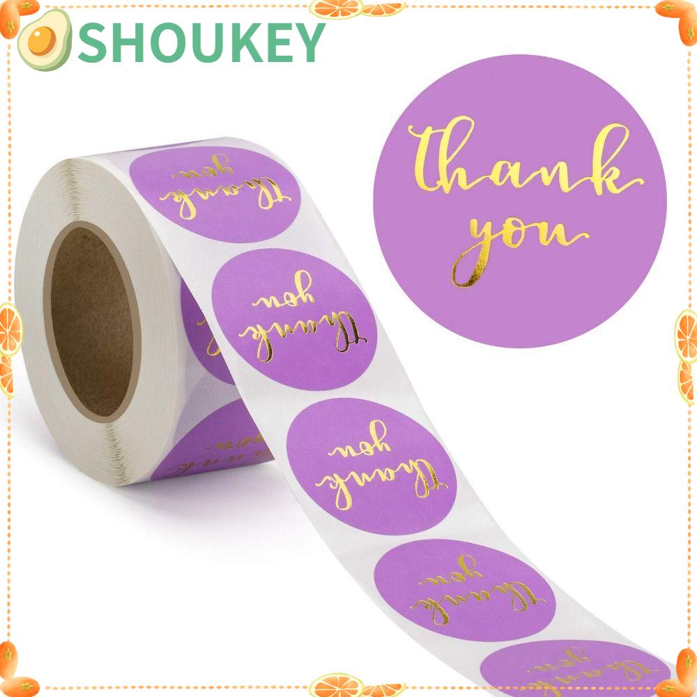 Set 500 Nhãn Dán 1in Màu Vàng / Tím Hình Tròn Trang Trí Sinh Nhật