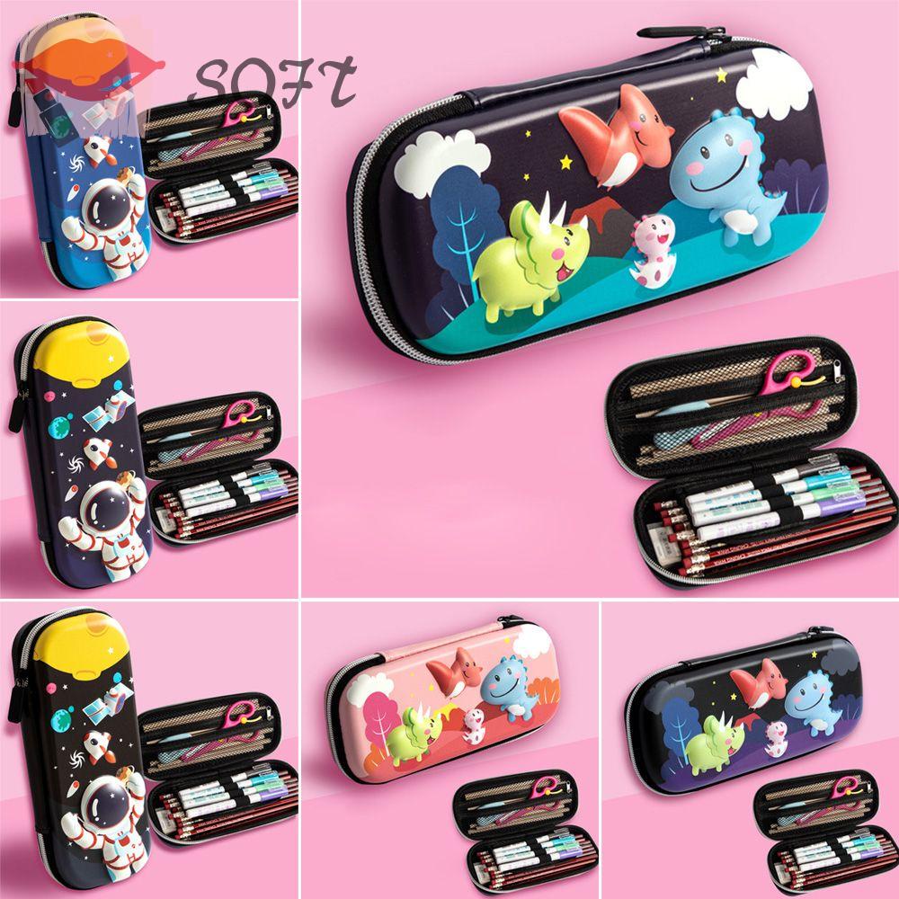 SOFTNESS Túi Đựng Bút EVA Chống Thấm Nước Họa Tiết 3D Dễ Thương