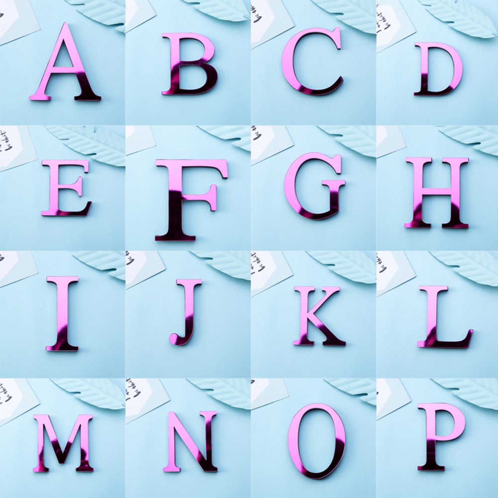Miếng Dán Tường Trang Trí Hình Chữ Cái Từ A-Z Bằng Acrylic Tráng Gương DIY