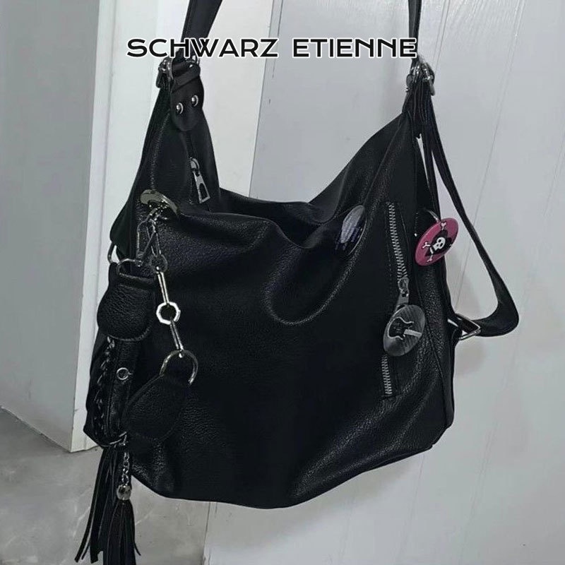 Schwarz ETIENNE Túi Xách tote Cỡ Lớn Phối Tua Rua Màu Đen