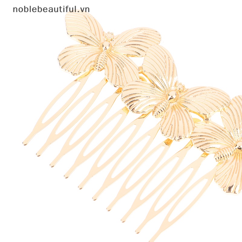 Lược Cài Tóc Kim Loại Hình Bướm Phong Cách Vintage Thanh Lịch Cho Nữ