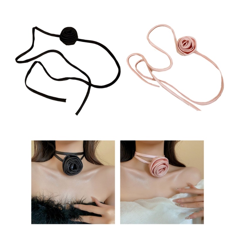 Vòng Cổ Dây Xích Bằng Vải In Hoa Có Khóa Cho Nữ