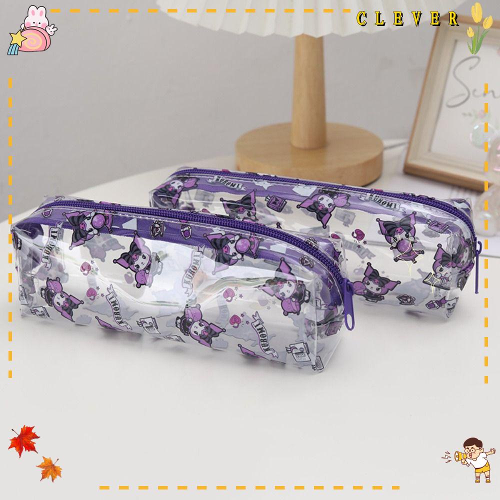 Túi Đựng Bút Bằng PVC Trong Suốt Chống Nước Sức Chứa Lớn In Họa Tiết Kuromi Dễ Thương Cho Trường Học / Văn Phòng