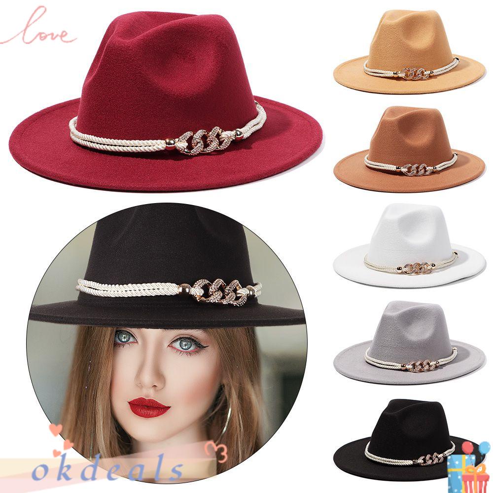 OKDEALS Mũ Len Rộng Vành Mềm Mại Thiết Kế Trẻ Trung Hợp Thời Trang Cho Bạn Gái