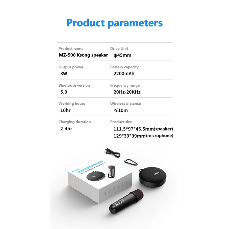 Loa bluetooth Không Dây mz-500k Hát karaoke Ngoài Trời Chống Thấm Nước