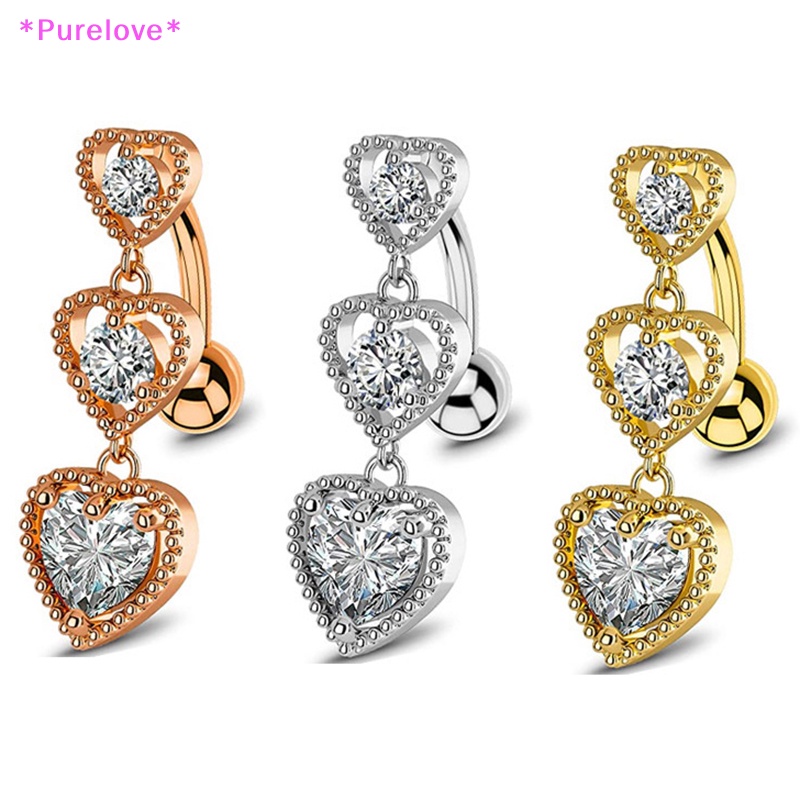 Khuyên Rốn Hình Trái Tim Bằng Thép Không Gỉ 3 Mẫu Mã Mới