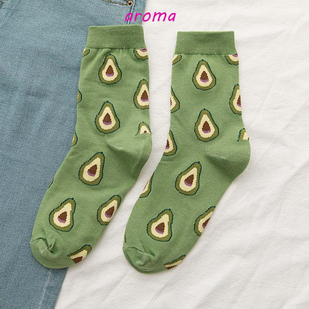 AROMA Vớ Cotton Họa Tiết Trái Bơ Thời Trang Mùa Hè Cho Nữ