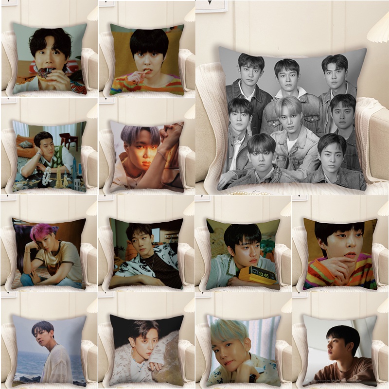 Exo Vỏ Gối Hình Vuông 'EXIST' Sehun ,Xiumin ,Suho ,Chanyeol, Baekhyun ,Chen,D.O Và Kai (Không Kèm Lõi)