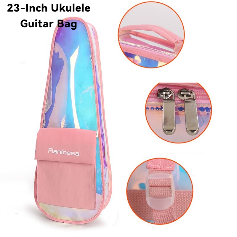 Túi Đựng Đàn Ukulele 23 Inch Đeo Vai Màu Hồng Mờ Tiện Dụng