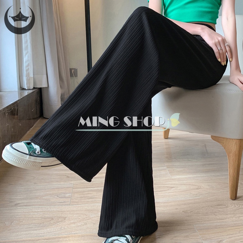 Quần ống rộng Bằng Lụa Mát Lưng Cao Thời Trang