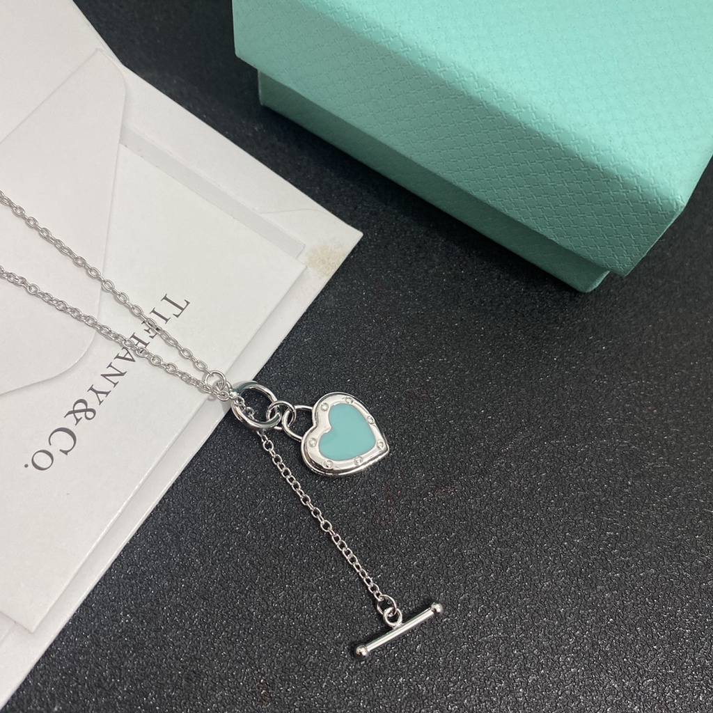 Tiffany & Co Vòng Cổ Choker Dây Xích Đôi CC Mặt Chữ Đơn Giản Tinh Tế Dành Cho Cặp Đôi