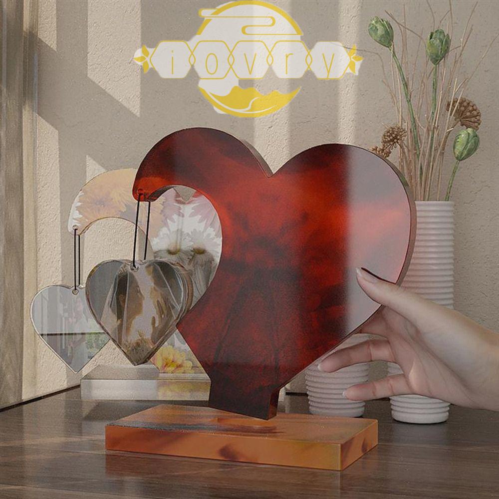 IVORY Khuôn Silicone Làm Khung Ảnh Hình Chữ Nhật Họa Tiết Trái Tim Đôi Tinh Tế Trang Trí Nhà Cửa