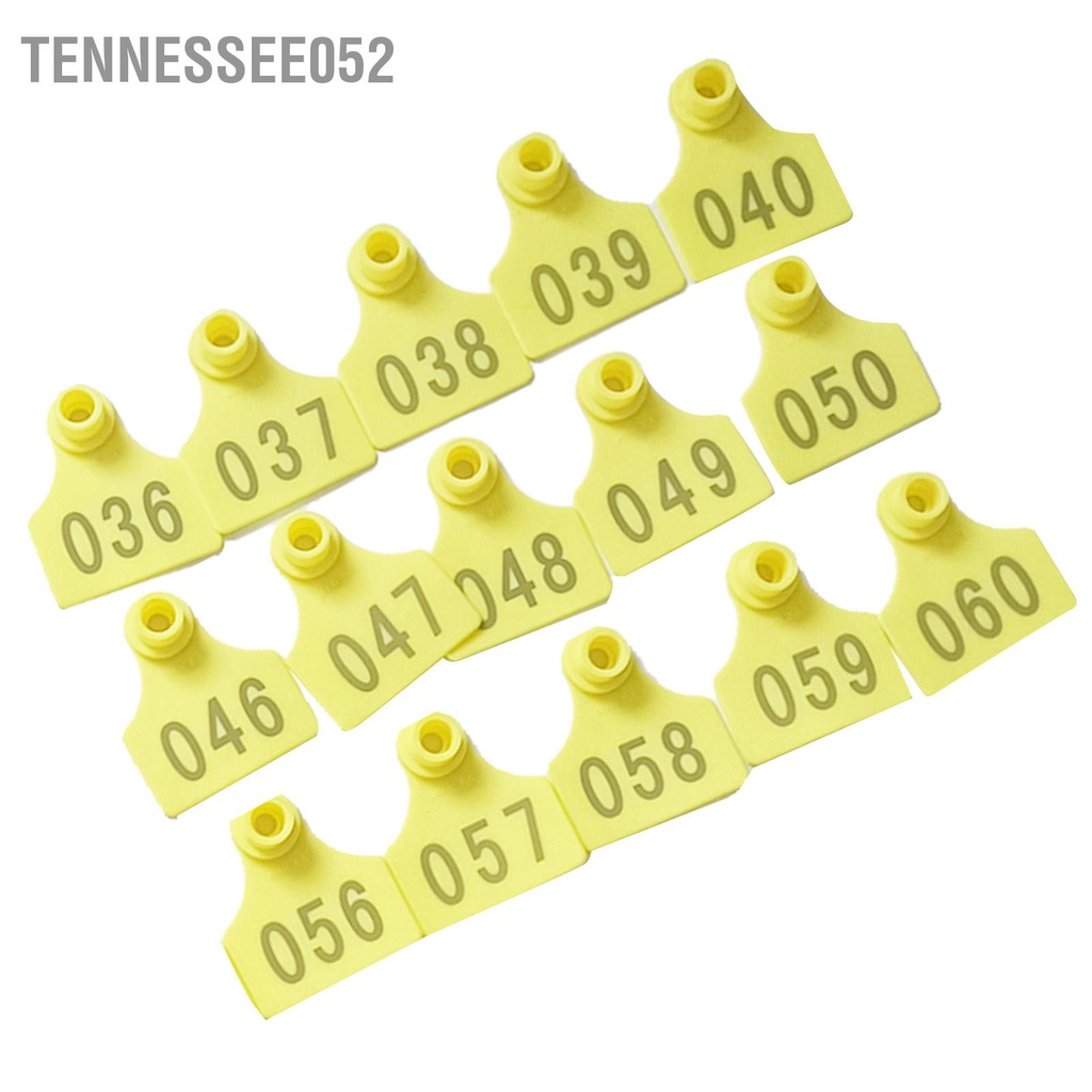 Tennessee052 100 Bộ Thẻ tai gia súc Nhãn lợn được đánh số bằng nhựa màu vàng cho chăn nuôi trang trại