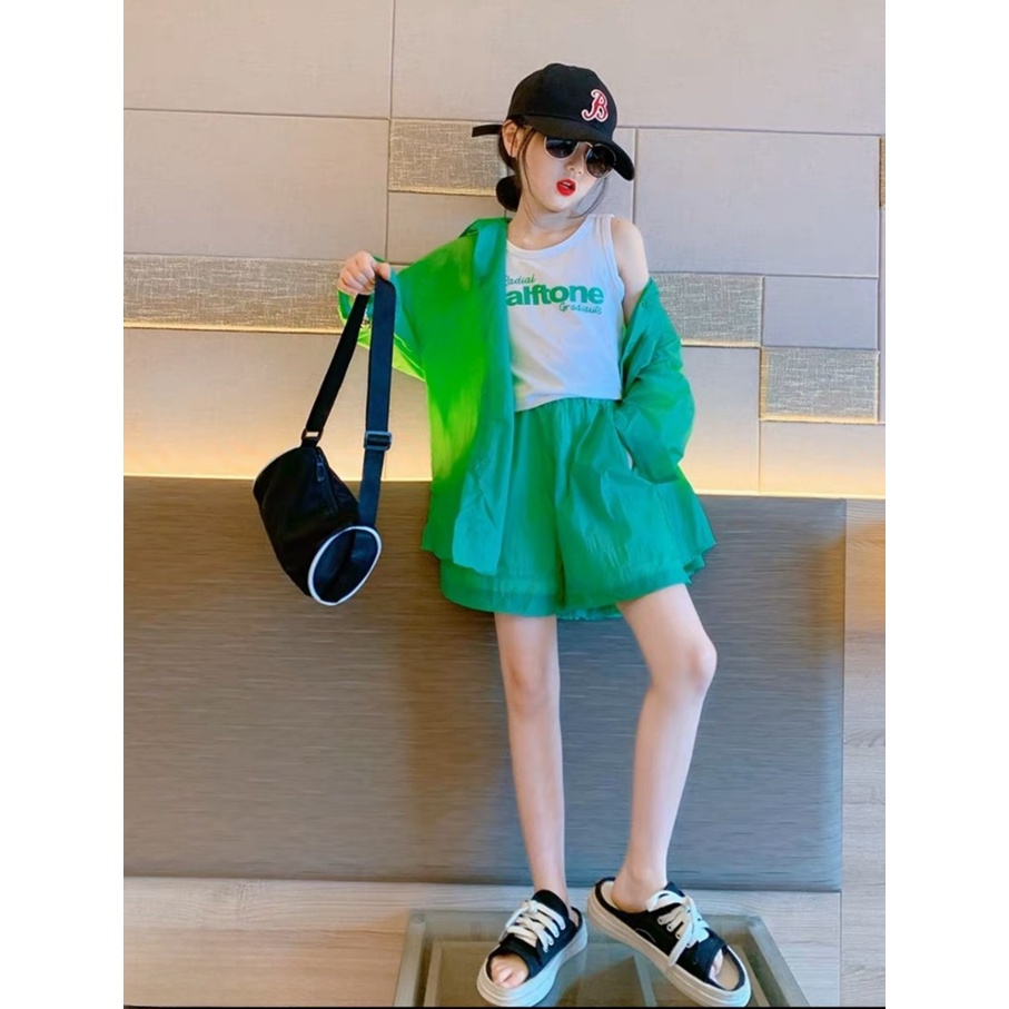 Set đũi tơ nhăn 3 chi tiết siêu xinh cho bé gái diện đi biển, đi chơi