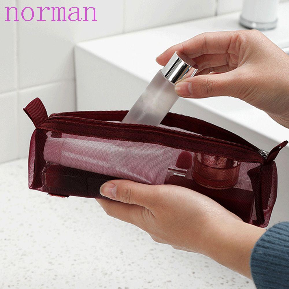 NORMAN Túi Lưới Đựng Đồ Trang Điểm Sức Chứa Lớn Có Khóa Kéo Tiện Lợi Khi Đi Du Lịch