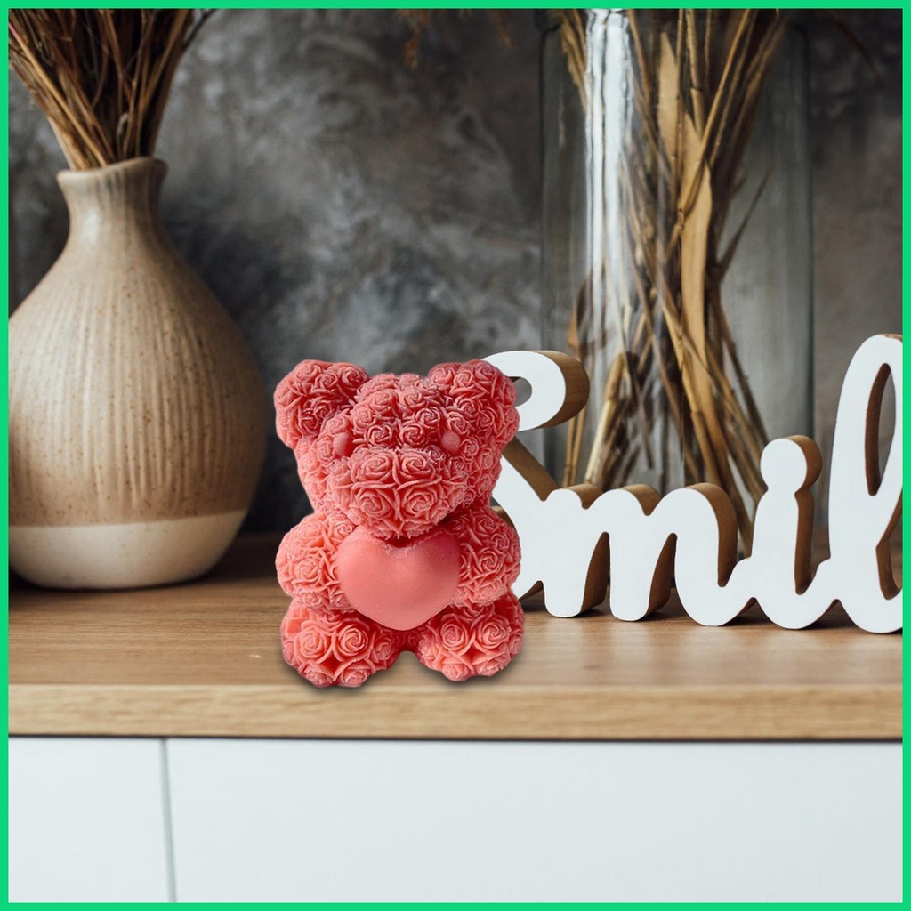 Khuôn Silicone Tạo Hình Làm Bánh Kẹo Hình Gấu Và Hoa Hồng DIY