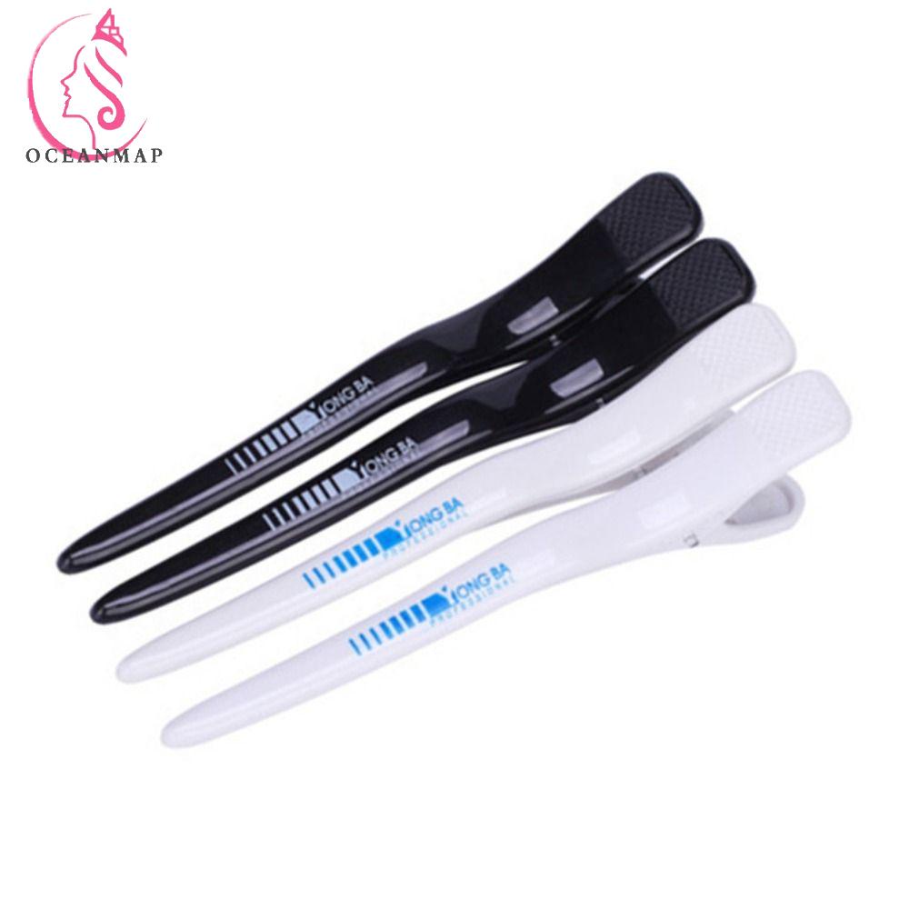 OCEANMAP Set 6 Kẹp Tóc Cá Sấu Bằng Nhựa Màu Trắng Đen Chống Trượt