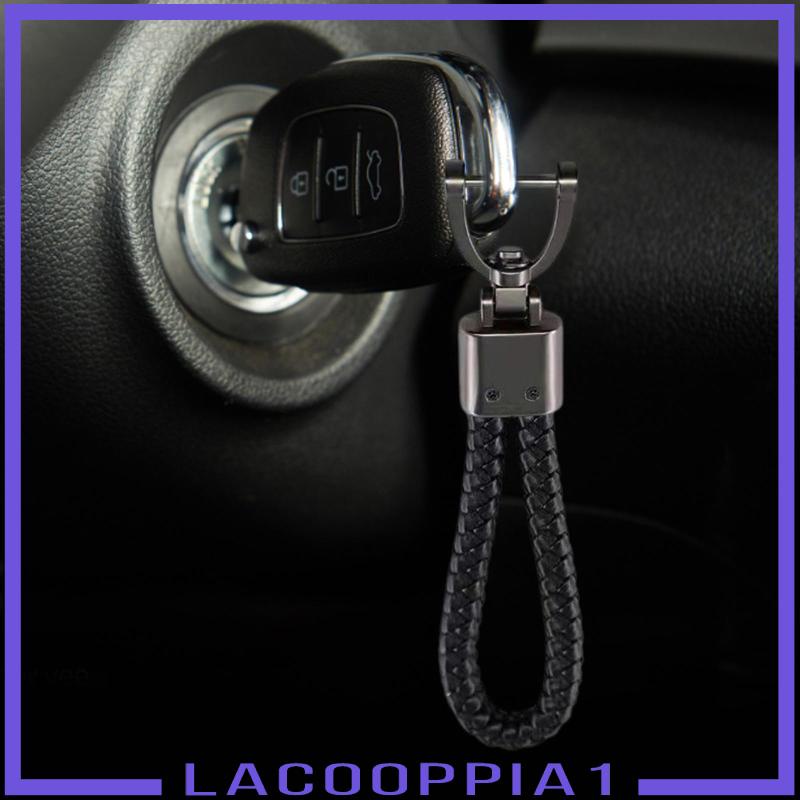 Móc Khóa Da PU Hình Chữ D Màu Đen Dành Cho Nam Nữ