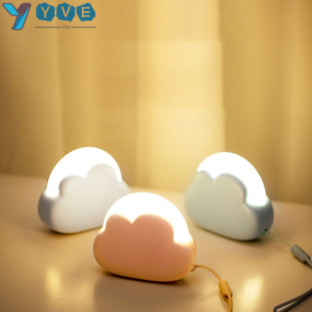 YVE Đèn Ngủ Để Bàn 4 Chế Độ 1200mAh Bằng Silicon Mềm Hình Đám Mây Có Thể Sạc Lại