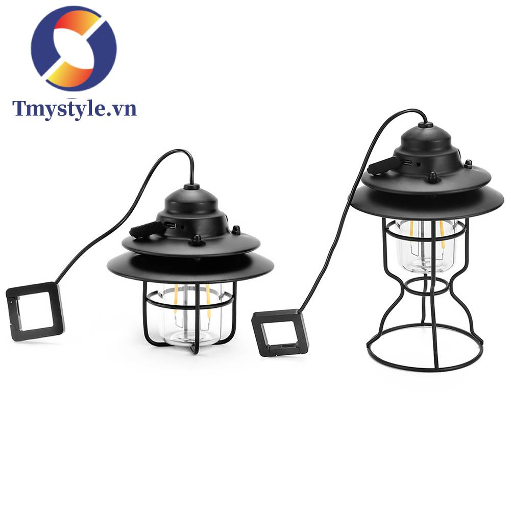 Đèn LED Treo Ngoài Trời Bằng Sắt Phong Cách Retro Sạc USB Tiện Dụng