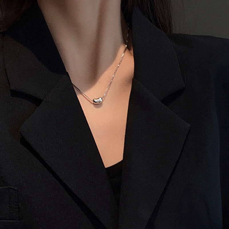 Ygt Vòng cổ Ngắn Bằng Thép Titan Mặt Hạt Đậu Acacia Màu Vàng Kim Phong Cách Pháp Cho Nữ