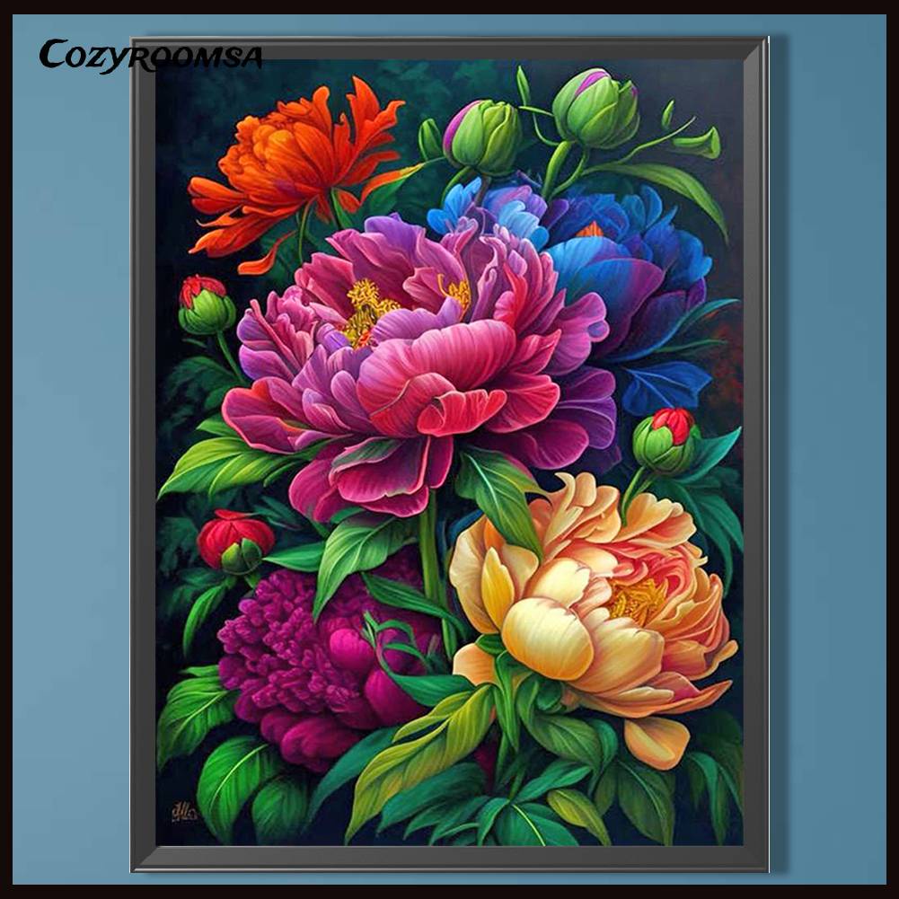 Tranh Đính Đá Kim Cương Toàn Bộ 5D DIY Hình Vẽ Hoa Lá