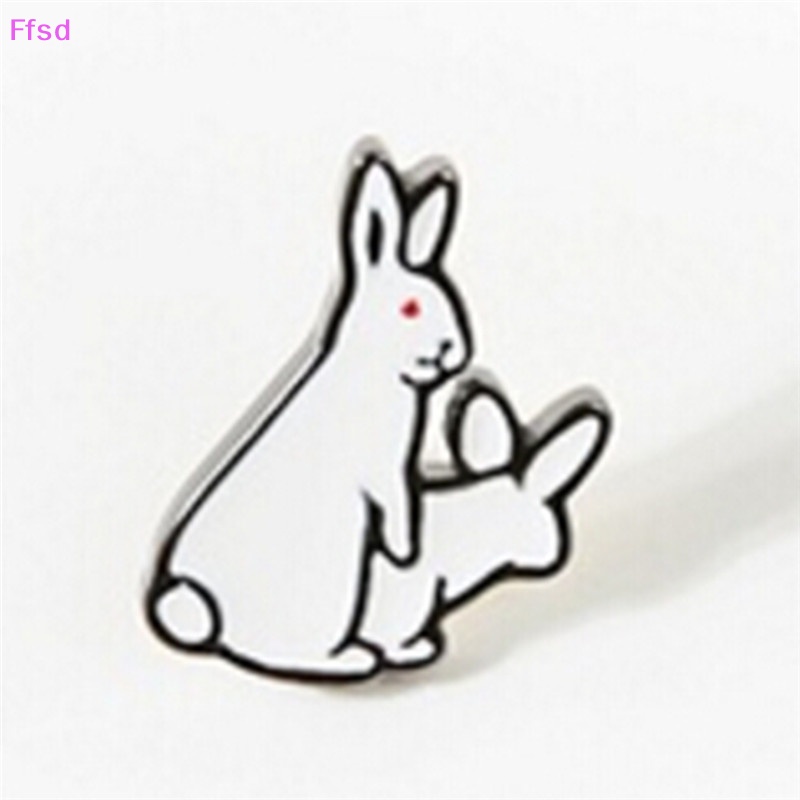 {Ffsd} Trâm Cài Áo Hình Hai Chú Thỏ Trắng Dễ Thương Làm Quà Tặng Quần Áo Jean Cho Nữ
