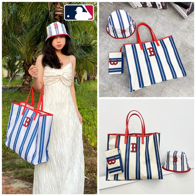 Túi Tote Boston MLB Blue Red Cực Phẩm Full Tag