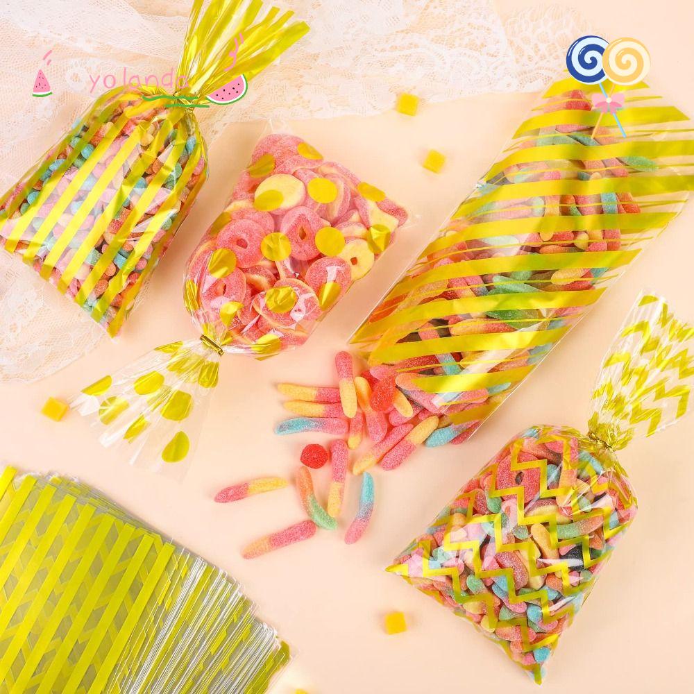 YOLA Bộ 100 Túi Đựng Kẹo 10.98X4.92 Inch Họa Tiết Chấm Bi Nhiều Màu Sắc Dùng Một Lần Tiện Dụng