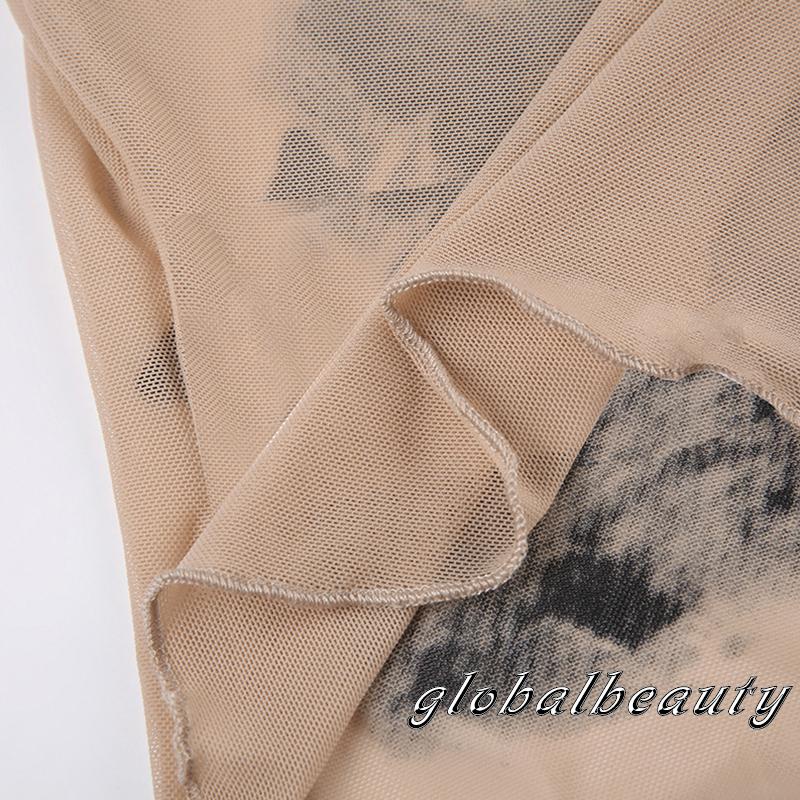 Áo Thun Tay Ngắn Cổ Tròn Xuyên Thấu In Họa Tiết Bươm Bướm Dành Cho Nữ