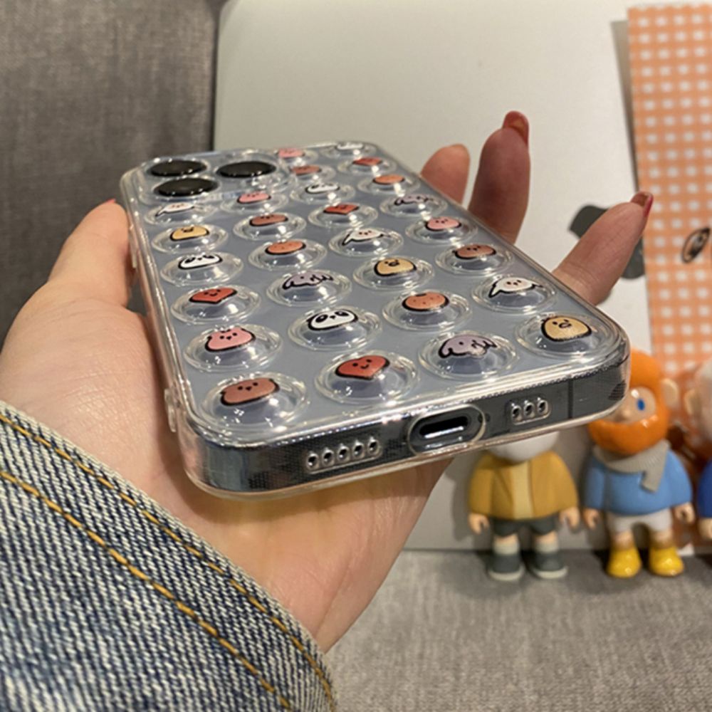 Ốp Điện Thoại Dẻo Trong Suốt Họa Tiết Hoạt Hình Bong Bóng 3D Chống Sốc Cho IPhone 14 11 12 13 Pro Max X XR XS 7 8 Plus