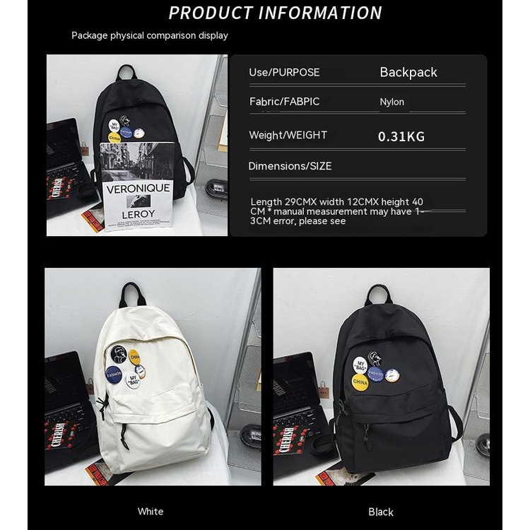 Ba Lô Đi Học / Du Lịch Sức Chứa Lớn Bằng Nylon Phong Cách Hàn Quốc Hàng Mới