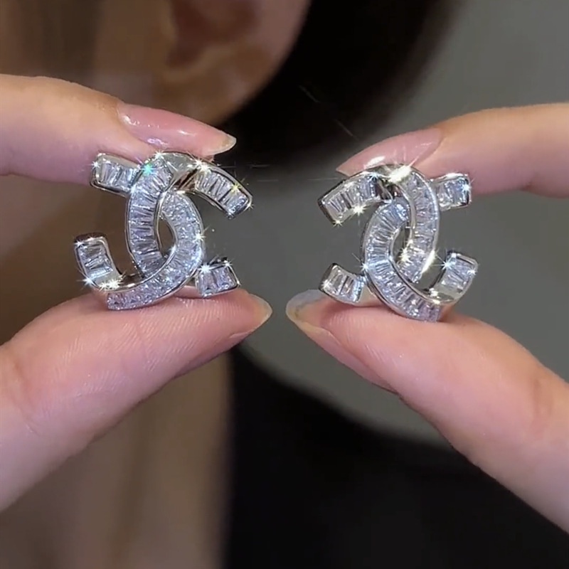 Thiết Kế Cao Cấp Cross Zircon Bạc Kim Ánh Sáng Sang Trọng Tính Khí Bông Tai Thời Trang