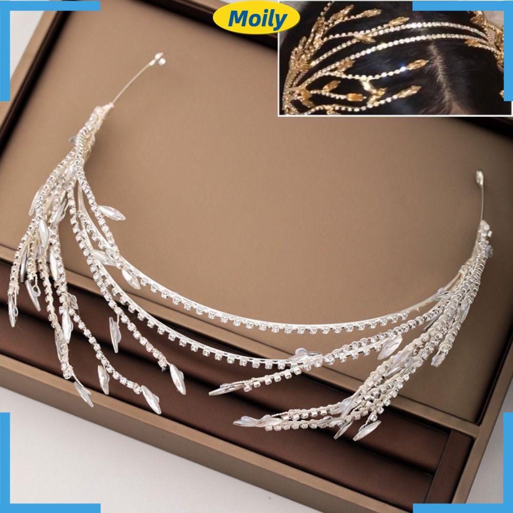 MOILYVN Băng Đô Cài Tóc Đính Đá Lấp Lánh Cho Cô Dâu