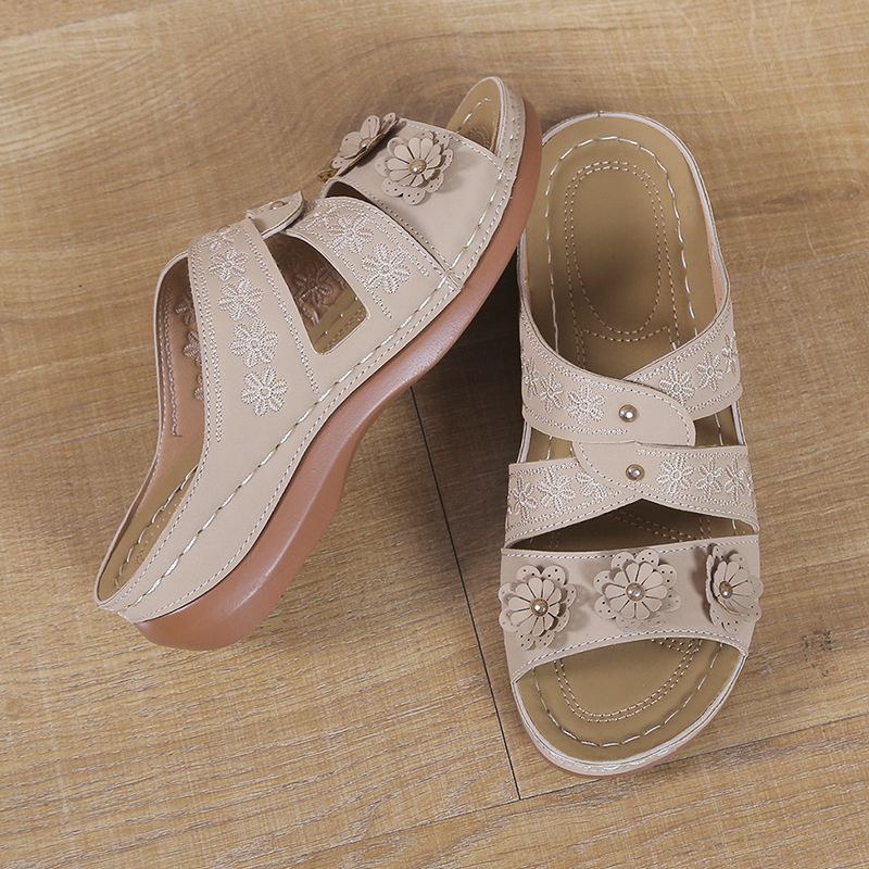 Dép Đế Xuồng Thêu Hoa Xinh Xắn Thời Trang Xuân Hè Cho Nữ Size 41 42