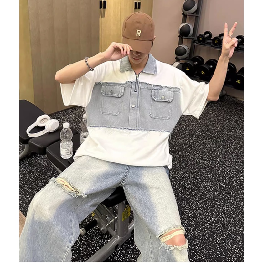 Áo Thun POLO Ngắn Tay Giả Hai Lớp Phong Cách Năng Động Trẻ Trung Dành Cho Nam