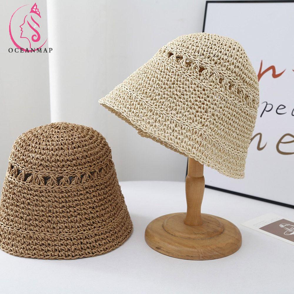 OCEANMAP Nón Cối Chống Nắng Màu Sắc Đơn Giản Có Thể Gấp Gọn Tiện Dụng Cho Nữ