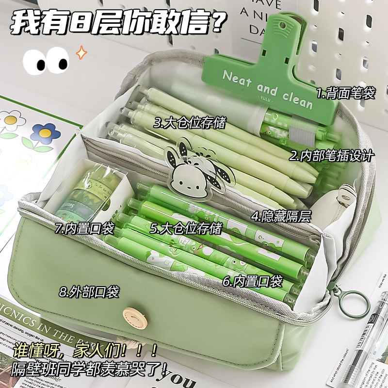 Túi Đựng Bút Bằng Vải Canvas Nhiều Ngăn Sức Chứa Lớn