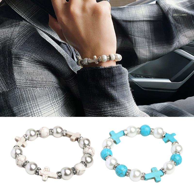 Vòng Tay Chuỗi Hạt Đá Tự Nhiên Mặt Thánh Giá Cho Nữ