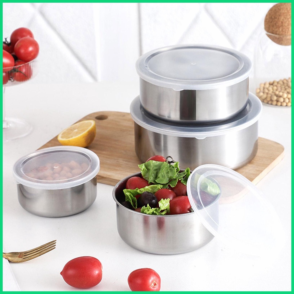 Bộ 5 Tô Trộn Thực Phẩm Bằng Thép Không Gỉ Có Nắp Đậy Kín Khí