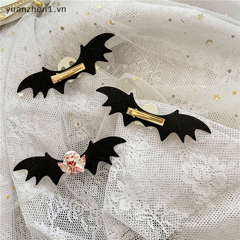 Kẹp Tóc Hình Đầu Lâu / Dơi / Thiên Thần Phong Cách Gothic Sáng Tạo Cho Dịp Halloween