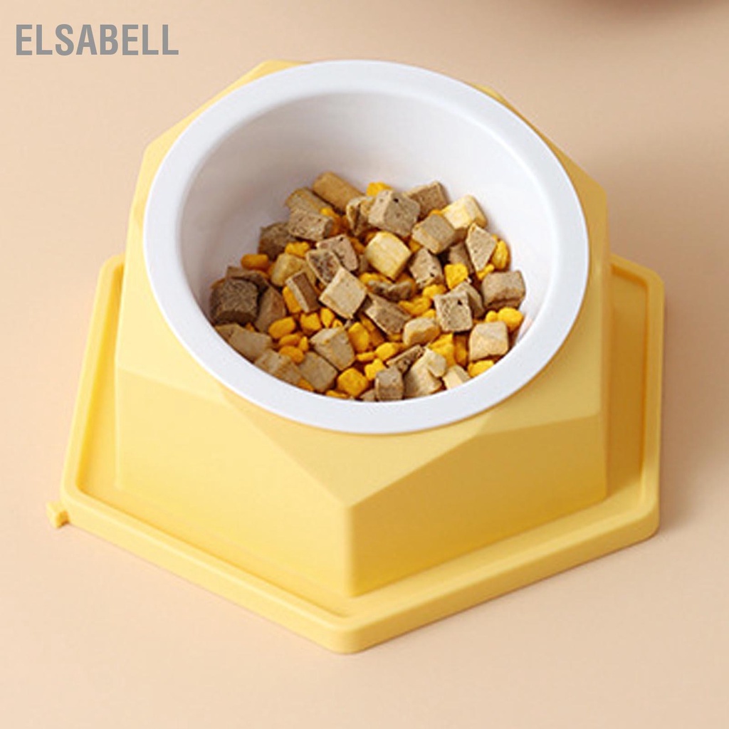 Elsabell Bát nuôi mèo bằng nhựa nghiêng bát thức ăn cho thú cưng hình lục giác chống tràn gia đình
