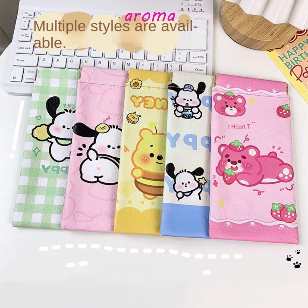 AROMA Túi Đựng Mỹ Phẩm / Kính Mát / Tiền Xu Bằng Da PU Chống Đóng Kích Thước Lớn Tiện Dụng Cho Nữ