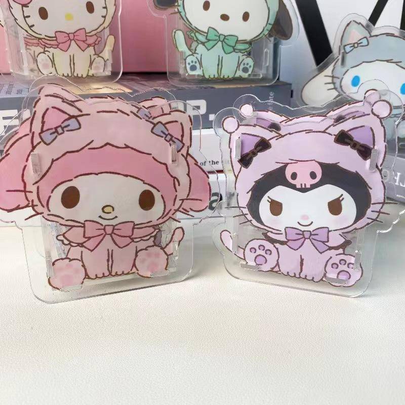 SANRIO Hộp Đựng Bút Bằng Acrylic Trong Suốt Họa Tiết Hoạt Hình Cinnamoroll Mymelody Kuromi Pochacco Pompom Purin Sáng Tạo