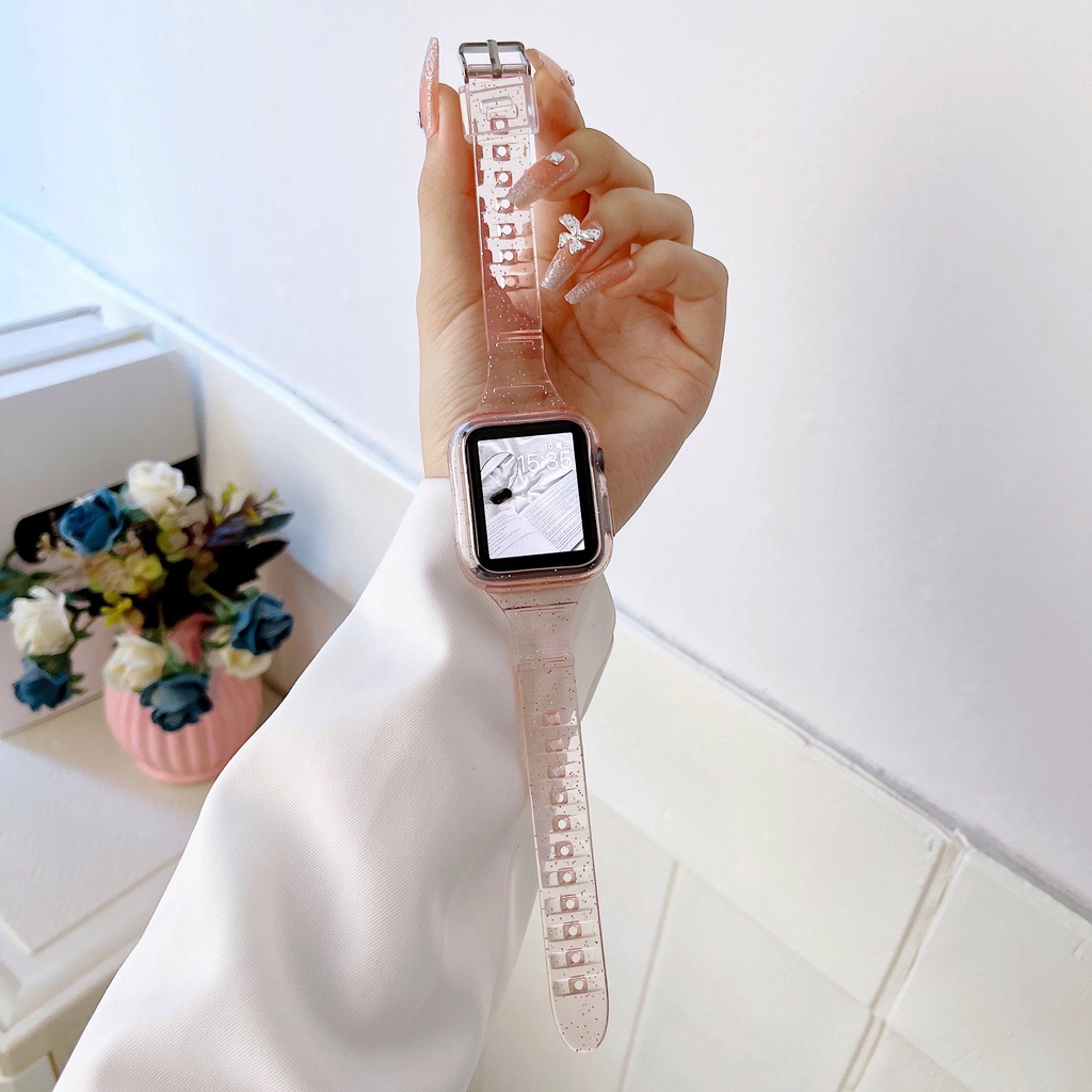 Dây Đeo Thay Thế Bằng TPU Trong Suốt Lấp Lánh Cho Apple Watch