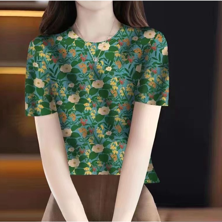 Áo Thun Tay Ngắn Cổ Tròn Plus Size Cho Nữ