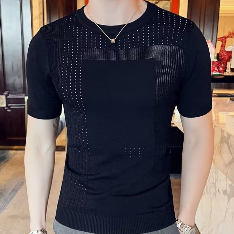 Áo Thun Dệt Kim Tay Ngắn Dáng Rộng Thời Trang Mùa Hè Cho Nam