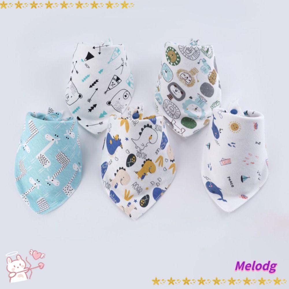 MELODG Set 5 Yếm Ăn Cotton Siêu Mềm Thấm Hút Cho Bé